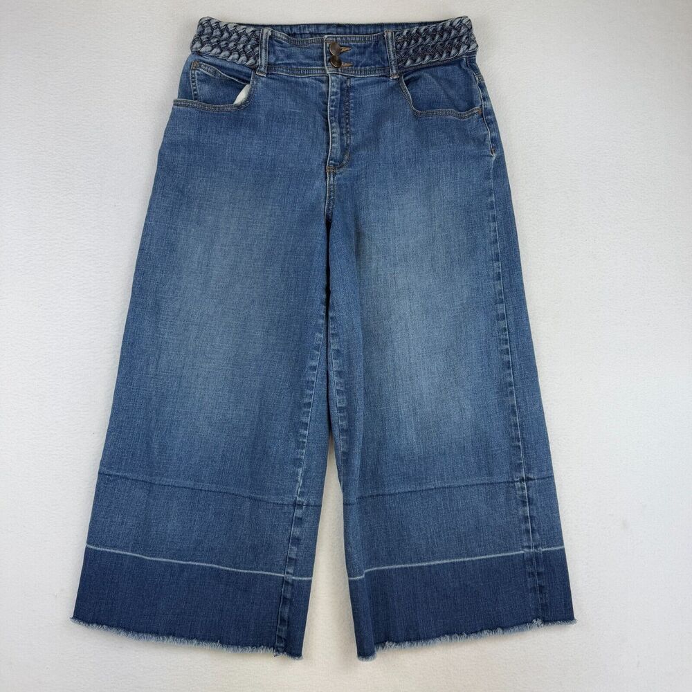 Chelsea28 Blue Flare Wide Leg Jeans with Raw Hem